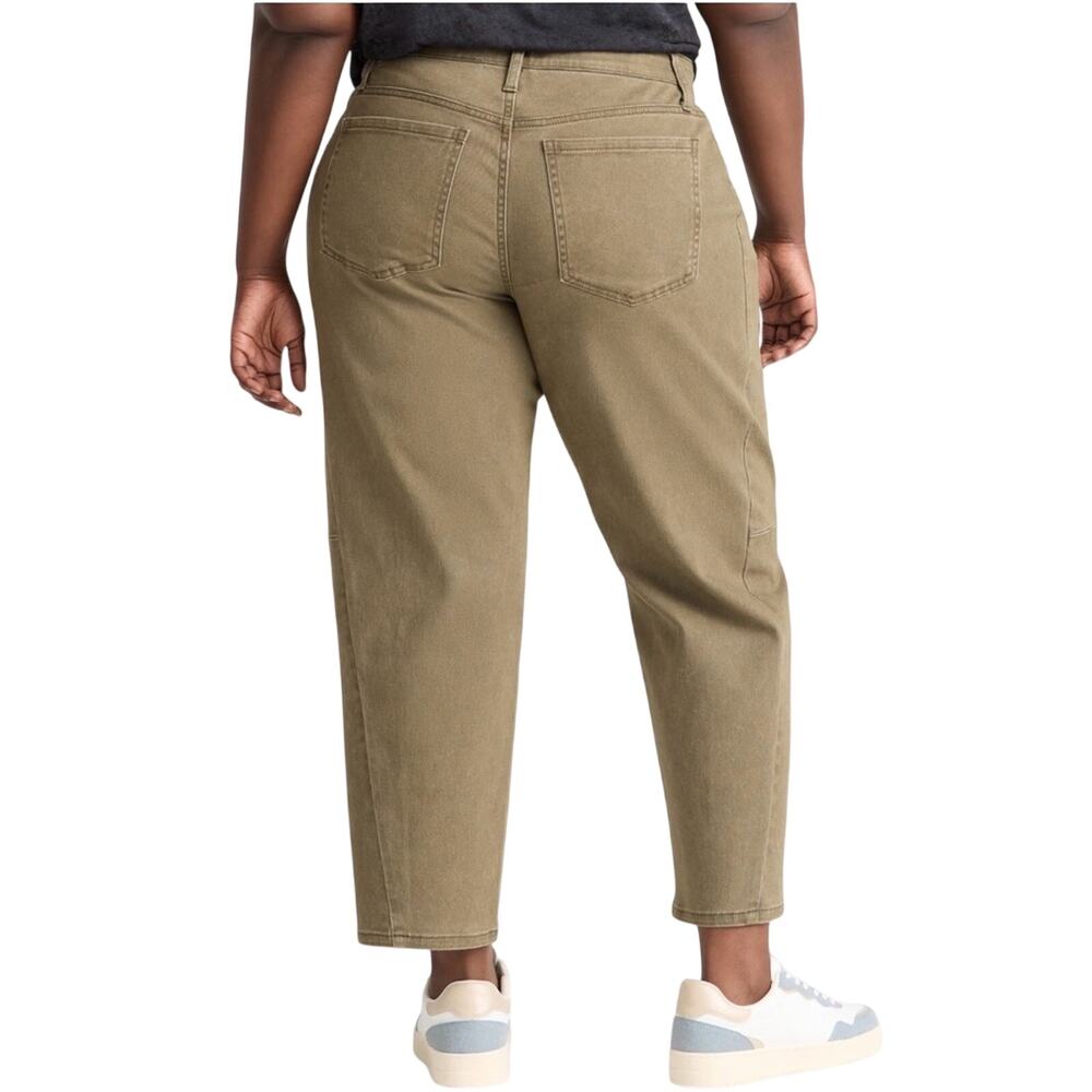 NWT Terra & Sky Women's Plus Size Loose Fit High Rise Barrel Jeans Khaki Size 18 - Picture 4 of 11